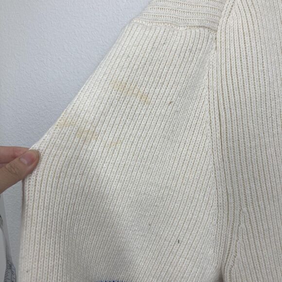 Akoo & Co Sweater Mens 4XL Blue cream Black Full Zip Knit Dog Patch Elbow Pads - Picture 14 of 16